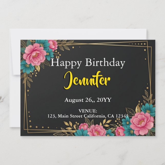 Convite Modelo personalizado de aniversário com listras de (Frente)