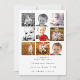 Convite Modelo Pessoal de Nove Fotos Personalizáveis para 