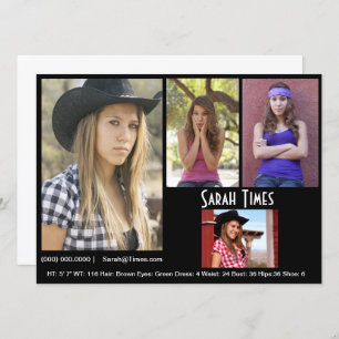 Convite Modelo Preto para a placa comp do ator modelo de 4