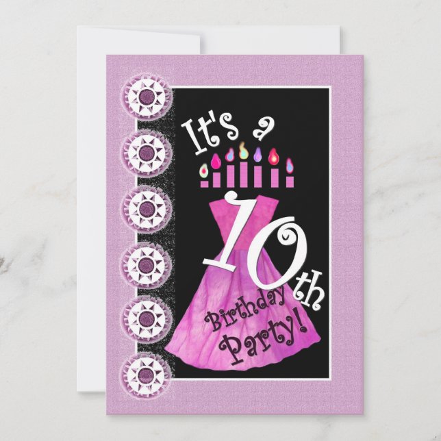 Convite Modelo W1174 do vestido do ROSA da festa de (Frente)