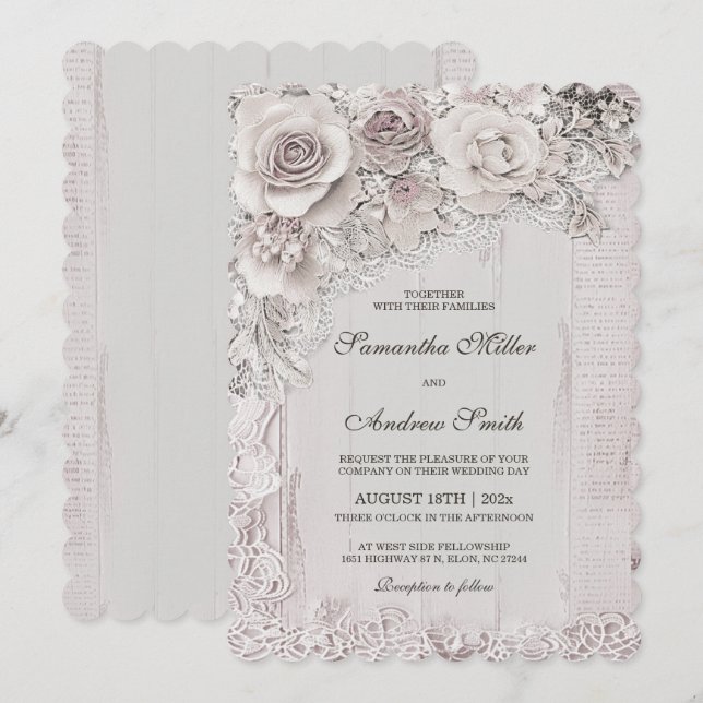 Convite Modelos de Casamento Boho Vintage Elegantes (Frente/Verso)