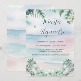 Convite Modelos de casamento tropicais em aquarela