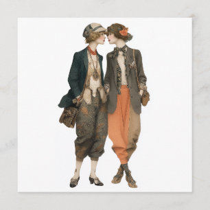 Convite Modelos de moda queer vintage - folha de decoupage