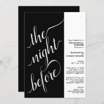 Modern 2 Pane Wedding Rehearsal Dinner Black