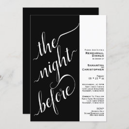 Convite Modern 2 Pane Wedding Rehearsal Dinner Black