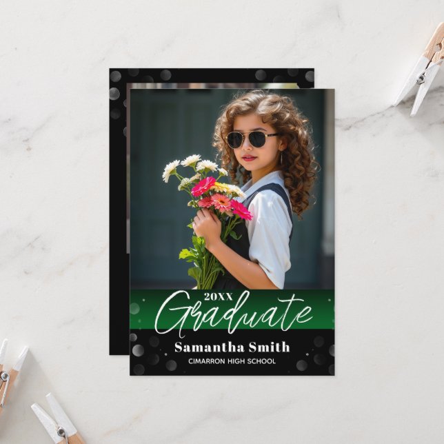 Convite Modern 2 Photo Graduation Senior Photo Grad Invite (Frente/Verso In Situ)