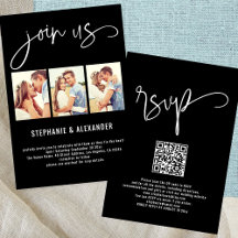 Modern 3 Fotos Juntam-Se A Nus Script Wedding Blac