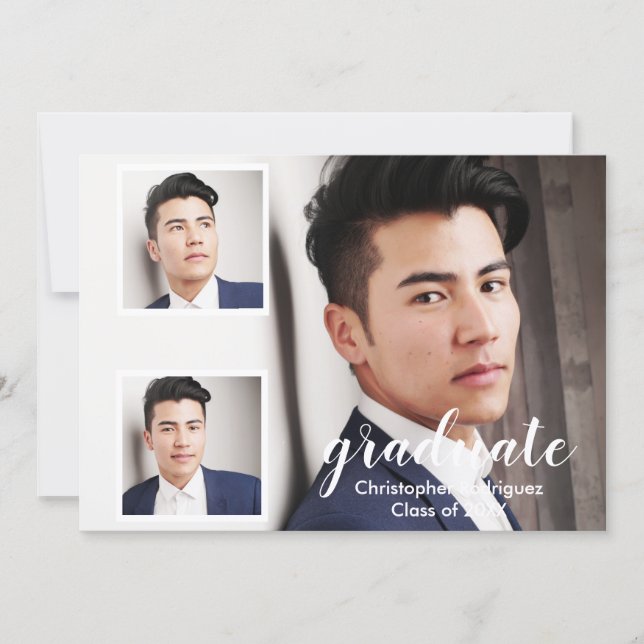 Convite Modern 3 Photo Graduation (Frente)