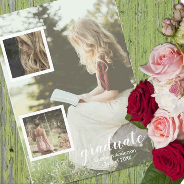 Convite Modern 3 Photo Graduation Announcement (Criador carregado)