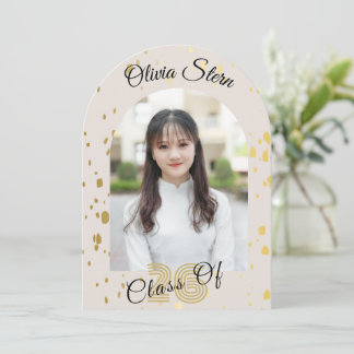 Convite Modern 3 Photo Graduation Invitation| Gold