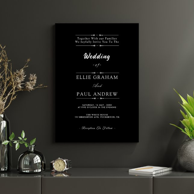 Convite Modern 3-Photo Wedding Collage | Elegant Script (Criador carregado)
