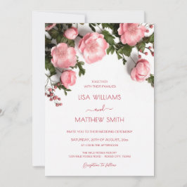 Convite  Modern 3D Roses Wildflowers Wedding