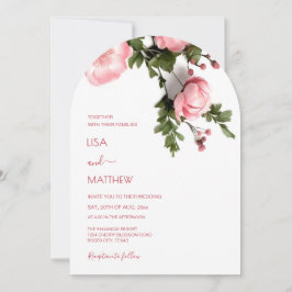 Convite  Modern 3D Roses Wildflowers Wedding