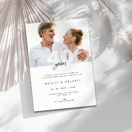 Convite Modern 40th Wedding Anniversary with Photo