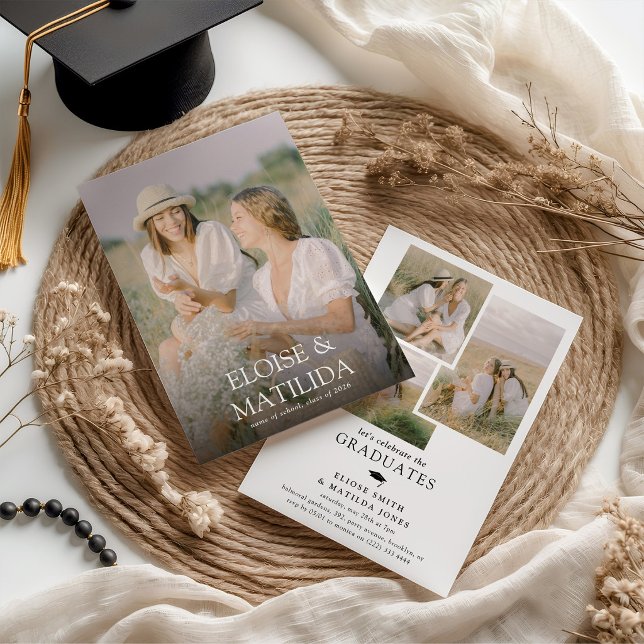 Convite Modern 4 Photo Joint Graduation Party (Criador carregado)