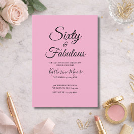 Convite Modern 60and Fabulous Pink 60th Birthday Party