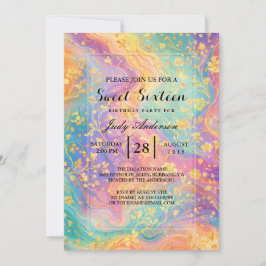 Convite Modern Abstract Glitter Floral Monogram Design    