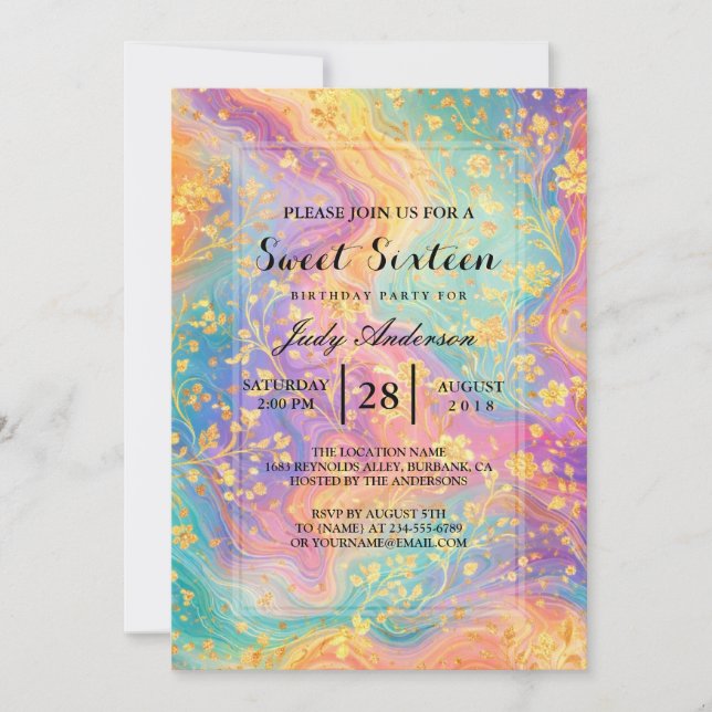 Convite Modern Abstract Glitter Floral Monogram Design     (Frente)