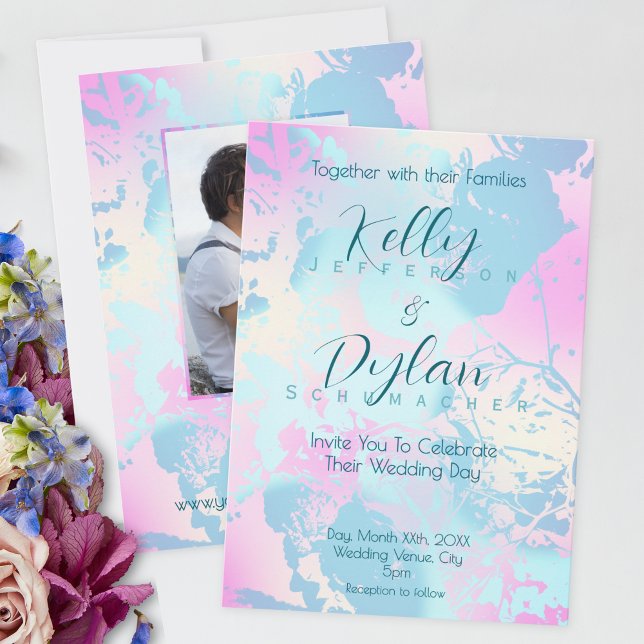 Convite Modern Abstract Pastel Wedding Invitation (Criador carregado)