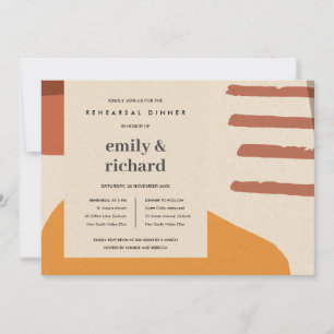 CONVITE MODERN ABSTRACT RUST YELLOW ART REHEARSAL DINNER