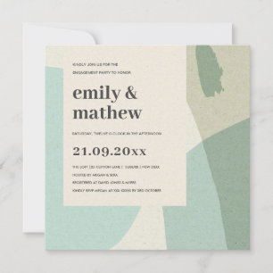 CONVITE MODERN ABSTRACT SOFT AQUA BLUE ART ENGAGEMENT