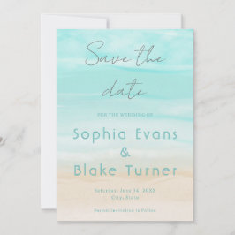 Convite Modern Abstrato Beach Wedding Save the Date
