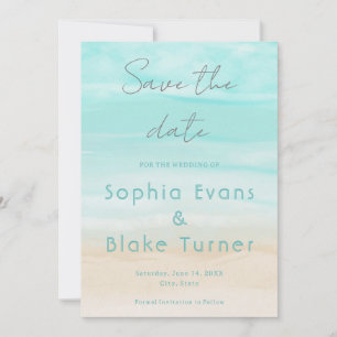 Convite Modern Abstrato Beach Wedding Save the Date