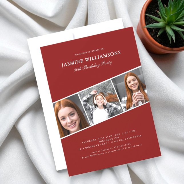 Convite  Modern  adult photo collage  birthday party (Criador carregado)