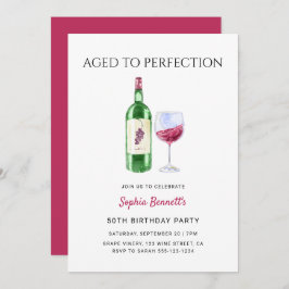 Convite Modern Aged To Perfection Wine Birthday Party