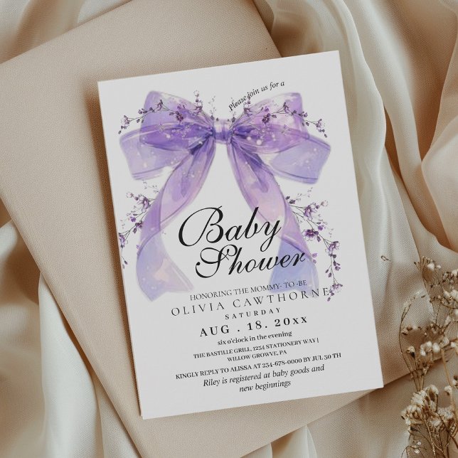 Convite Modern and elegant Bow Baby Shower (Criador carregado)