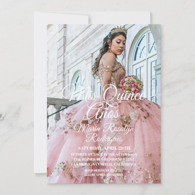 Convite Modern and Elegant Quinceañera Photo (Frente)