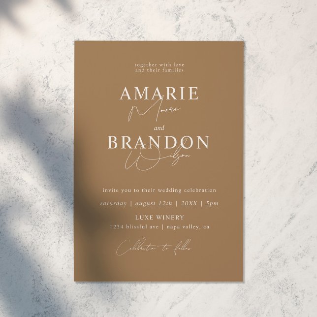Convite Modern and Minimal Earth Tone Wedding Invitation (Criador carregado)