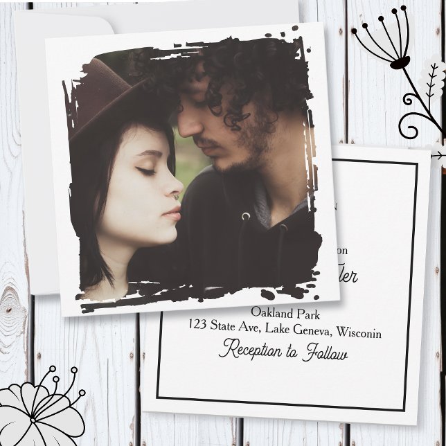 Convite Modern and Simple Unique Photo Template Wedding (Criador carregado)