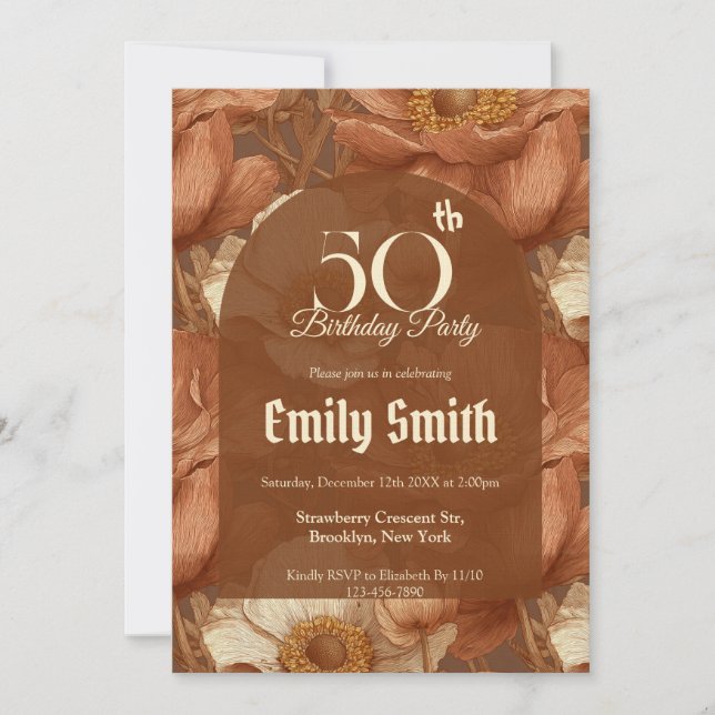 Convite Modern Anemones Themed Birthday Celebration (Frente)