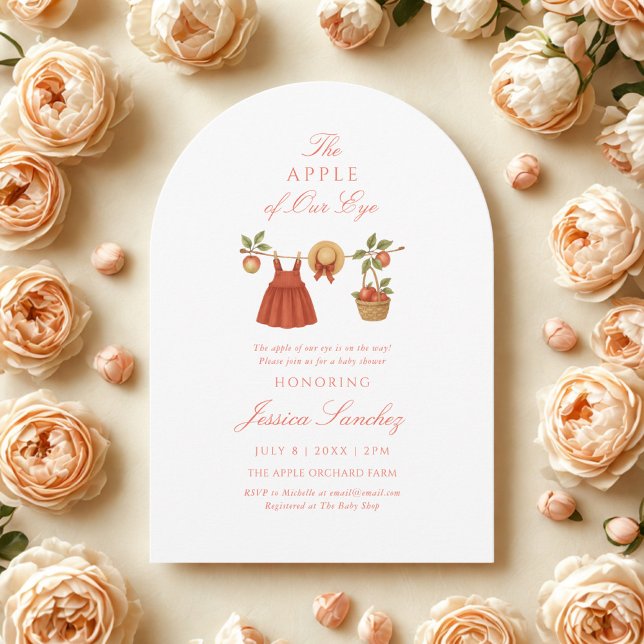 Convite Modern Apple of Our Eye Minimal Baby Shower (Criador carregado)