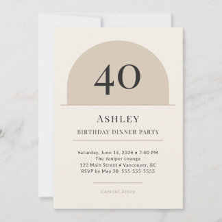Convite Modern Arch 40th Birthday Dinner Party Invitation