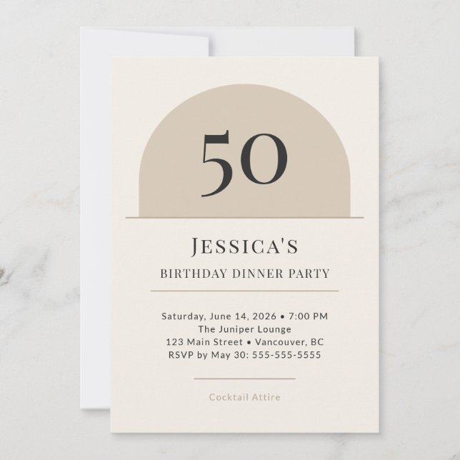 Convite Modern Arch 50th Birthday Dinner Party Invitation (Frente)