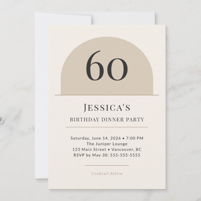 Convite Modern Arch 60th Birthday Dinner Party Invitation (Frente)