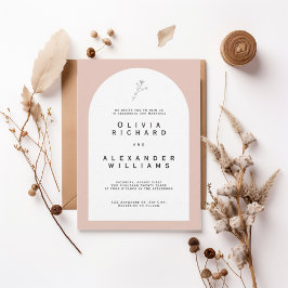 Convite Modern Arch Blush Minimalist Wedding Invitation