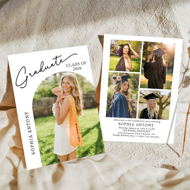 Convite Modern Arch Photo Graduation Party Invitation (Criador carregado)