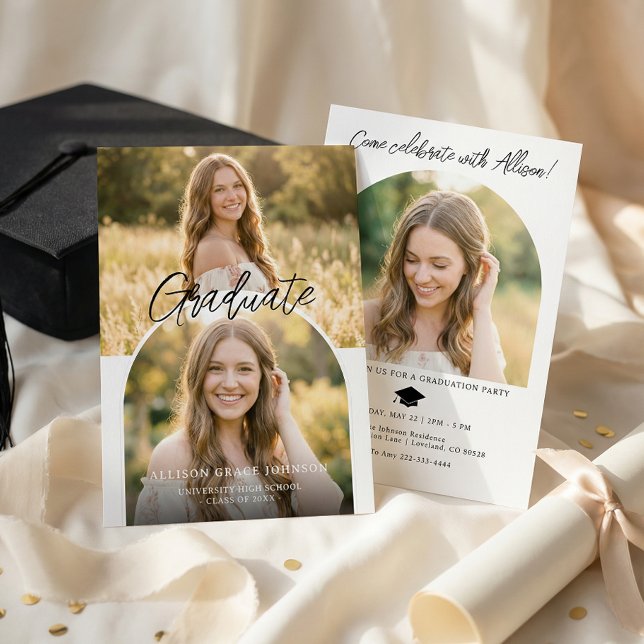 Convite Modern Arch Photo Graduation Party Invitation (Criador carregado)