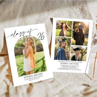 Convite Modern Arch Photo Graduation Party Invitation