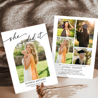 Convite Modern Arch Photo Graduation Party Invitation