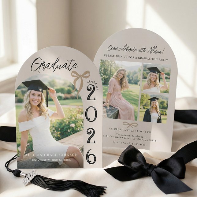 Convite Modern Arch Photo Graduation Party Invitation (Criador carregado)