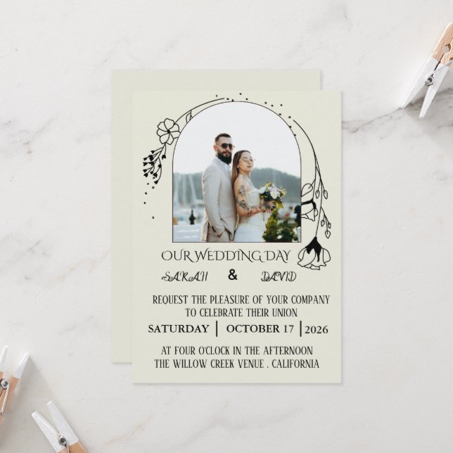Convite Modern Arch Photo Wedding Invitation (Frente/Verso In Situ)
