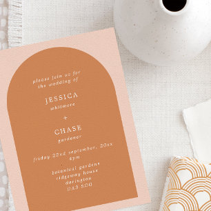 Convite Modern Arch Terracotta & Blush Editable Wedding