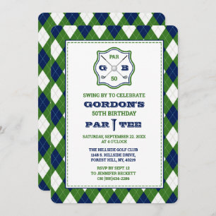 Convite Modern Argyle Padroniza Golfe Qualquer Idade Anive