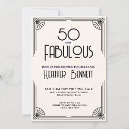 Convite Modern Art Deco 50 and Fabulous Birthday 