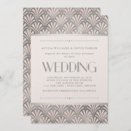 Convite Modern Art Deco | Blush e Faux Silver Weds
