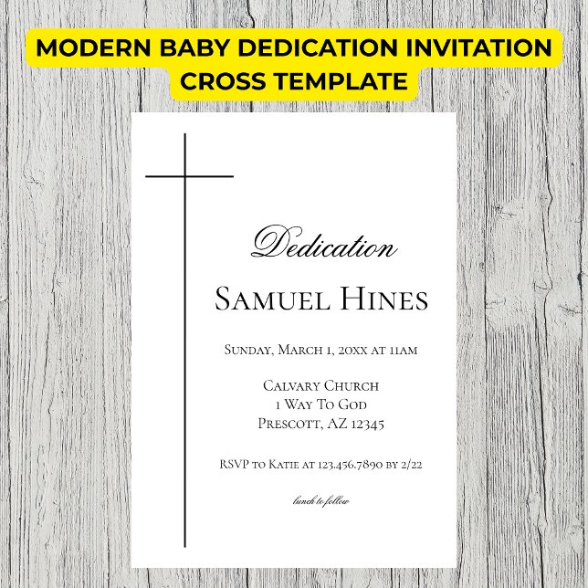 Convite Modern Baby Dedication Invitation Cross Template (Modern Baby Dedication Invitation Cross Template)